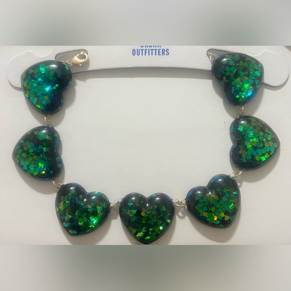 URBAN OUTFITTERS
Remi Glittery Heart Choker Necklace In Green Multi Necklace